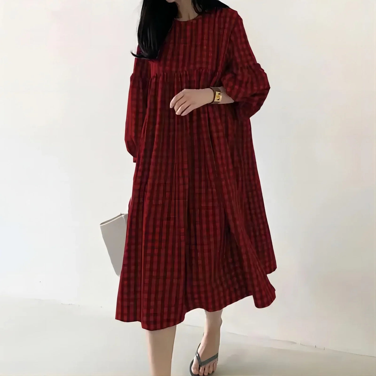 Vestido Midi de Cuadros Vintage Isla