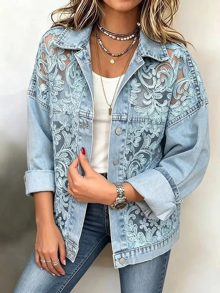 Chaqueta de Mezclilla con Encaje Aria