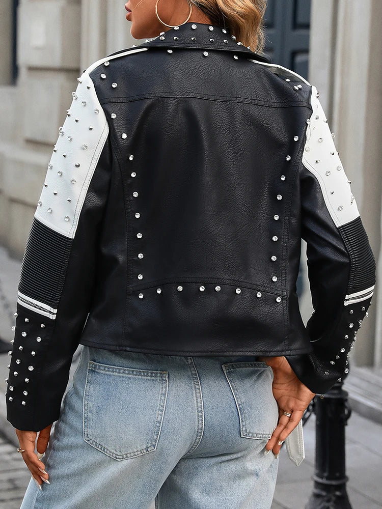 Chaqueta Moto con Remaches Noiré