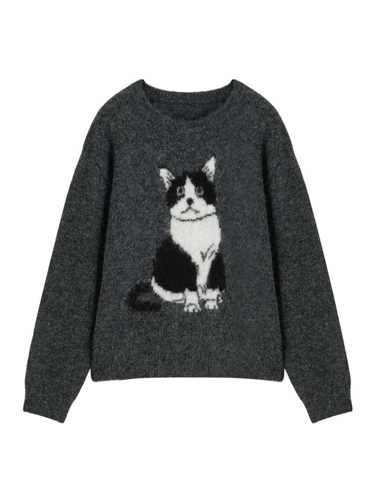 Suéter Luna de punto jacquard con gatos