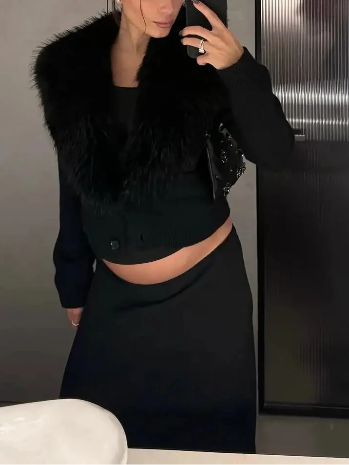 Cárdigan Elowen con cuello de piel sintética