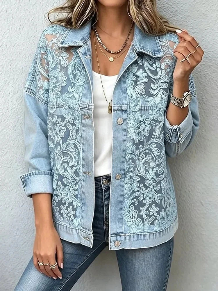 Chaqueta de Mezclilla con Encaje Aria