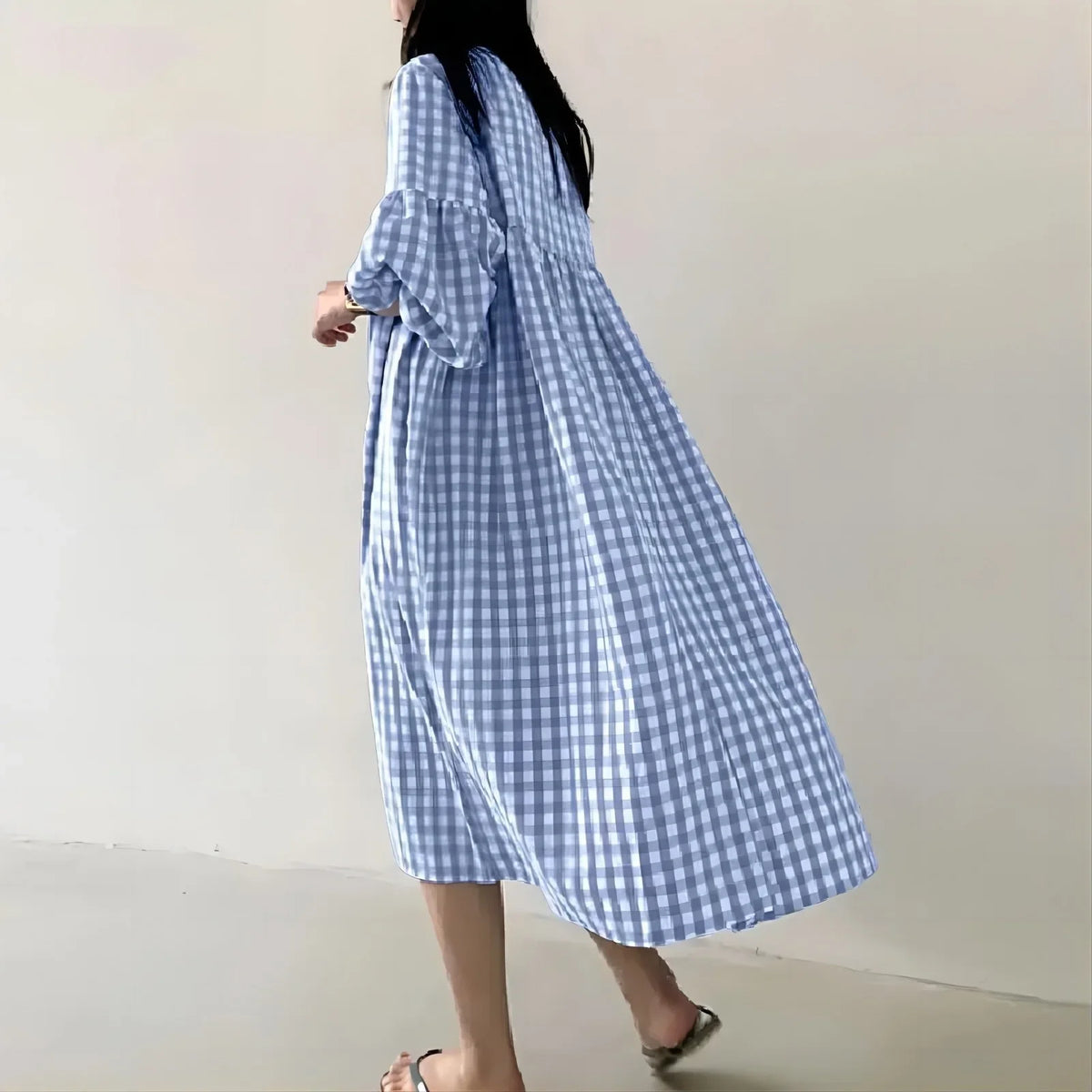 Vestido Midi de Cuadros Vintage Isla