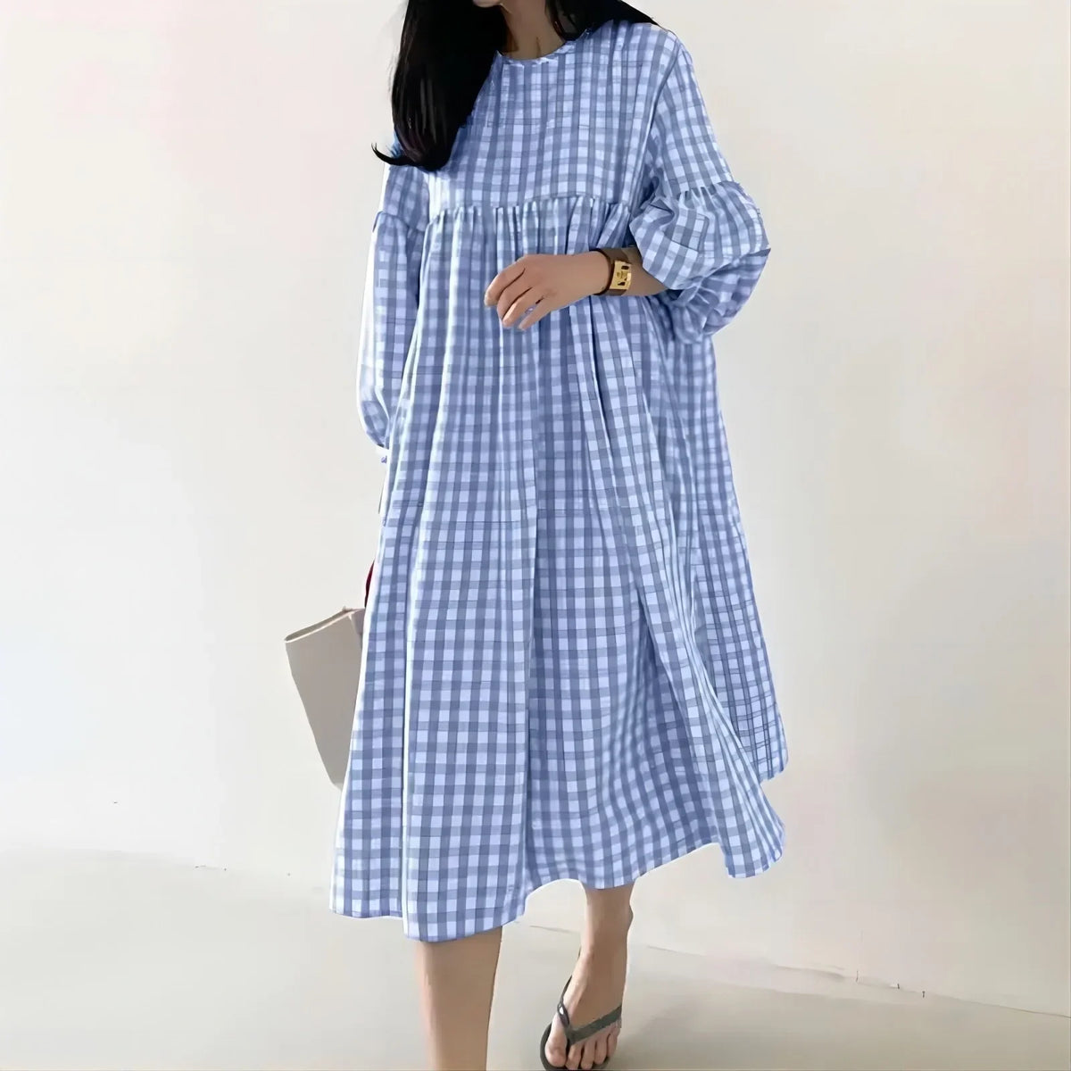 Vestido Midi de Cuadros Vintage Isla