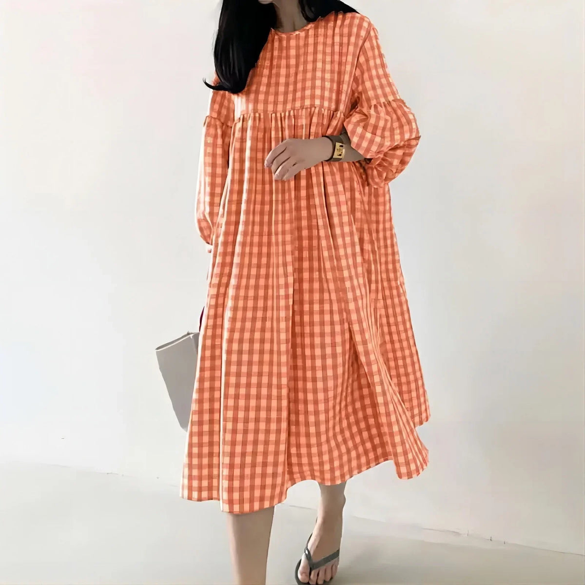 Vestido Midi de Cuadros Vintage Isla
