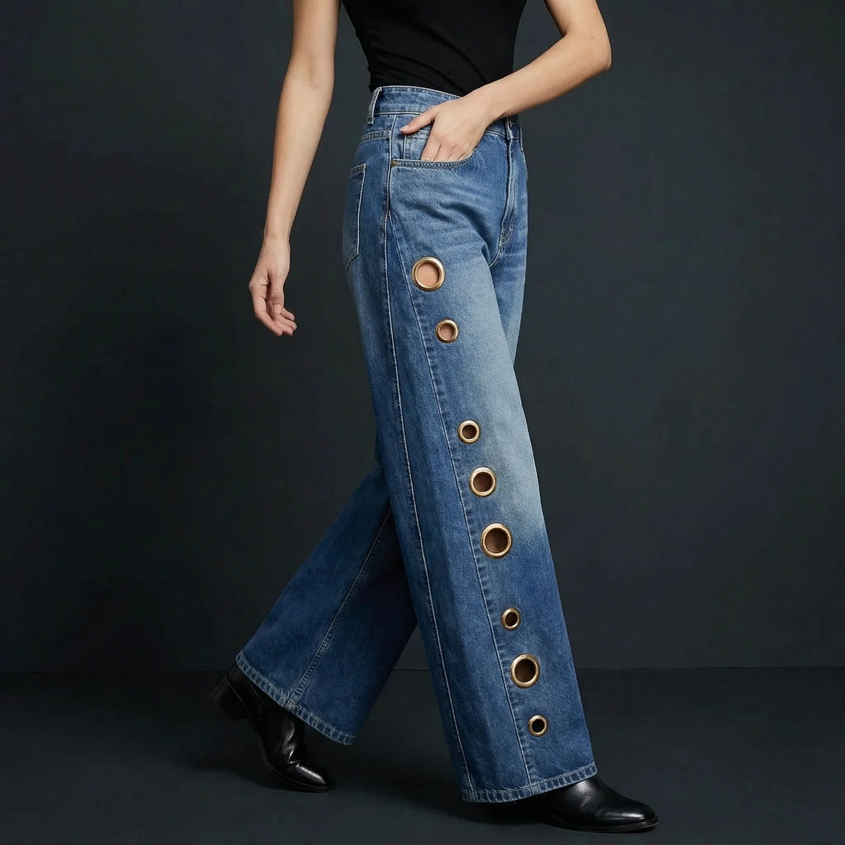 Jeans Luna anchos con recortes