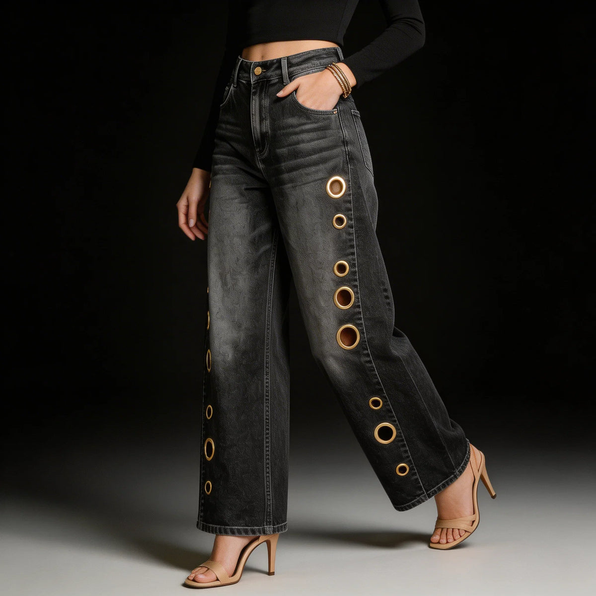 Jeans Luna anchos con recortes